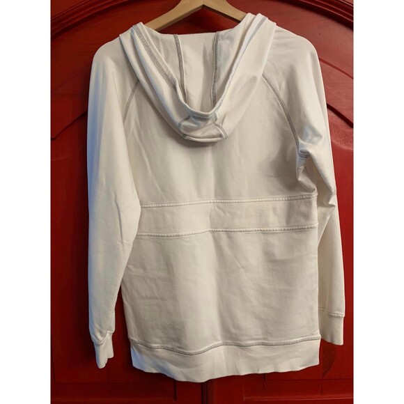 The Territory Ahead Size Medium White Hooded Zipper Jacket Athleisure Sweat EUC - Picture 2 of 4